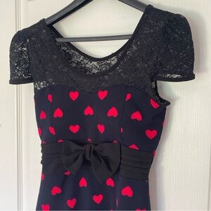 Coquette Girl Polka Heart Dress with Bow